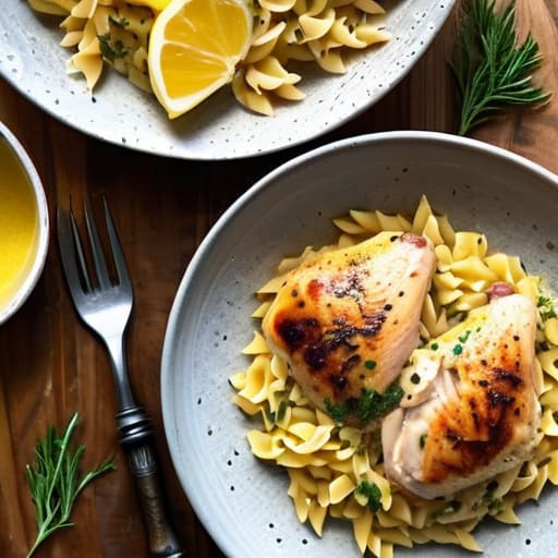 Cozy Lemon Garlic Chicken & Orzo skillet.