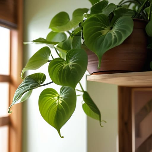 The Lush Pothos Vine in macramé planter.