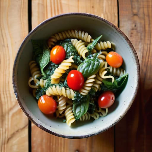 The Ultimate Comforting Pesto Pasta with spinach.