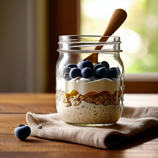 Zesty Lemon Garlic Overnight Oats in jar.
