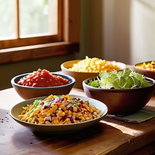 Build-Your-Own Taco Bar with various toppings.
