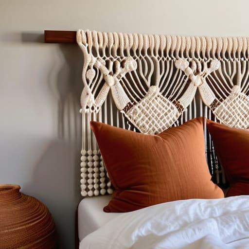 Cozy Bohemian Macramé Magic textile headboard.